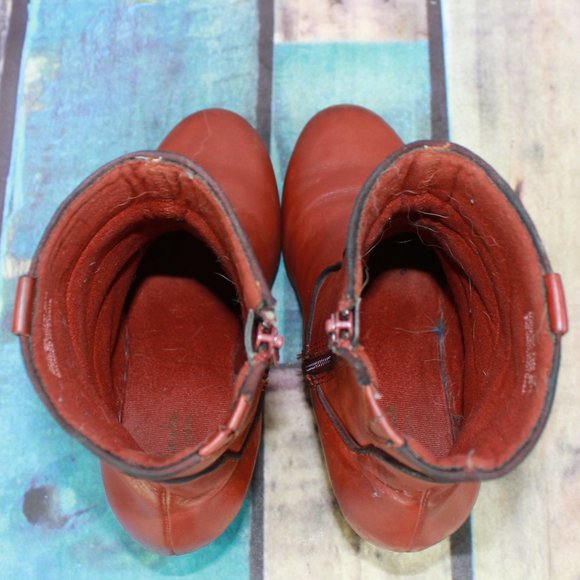 Clark's Stroll Vine Brown Leather Side Zip Heeled Ankle Booties 7.5 M - Picture 6 of 9
